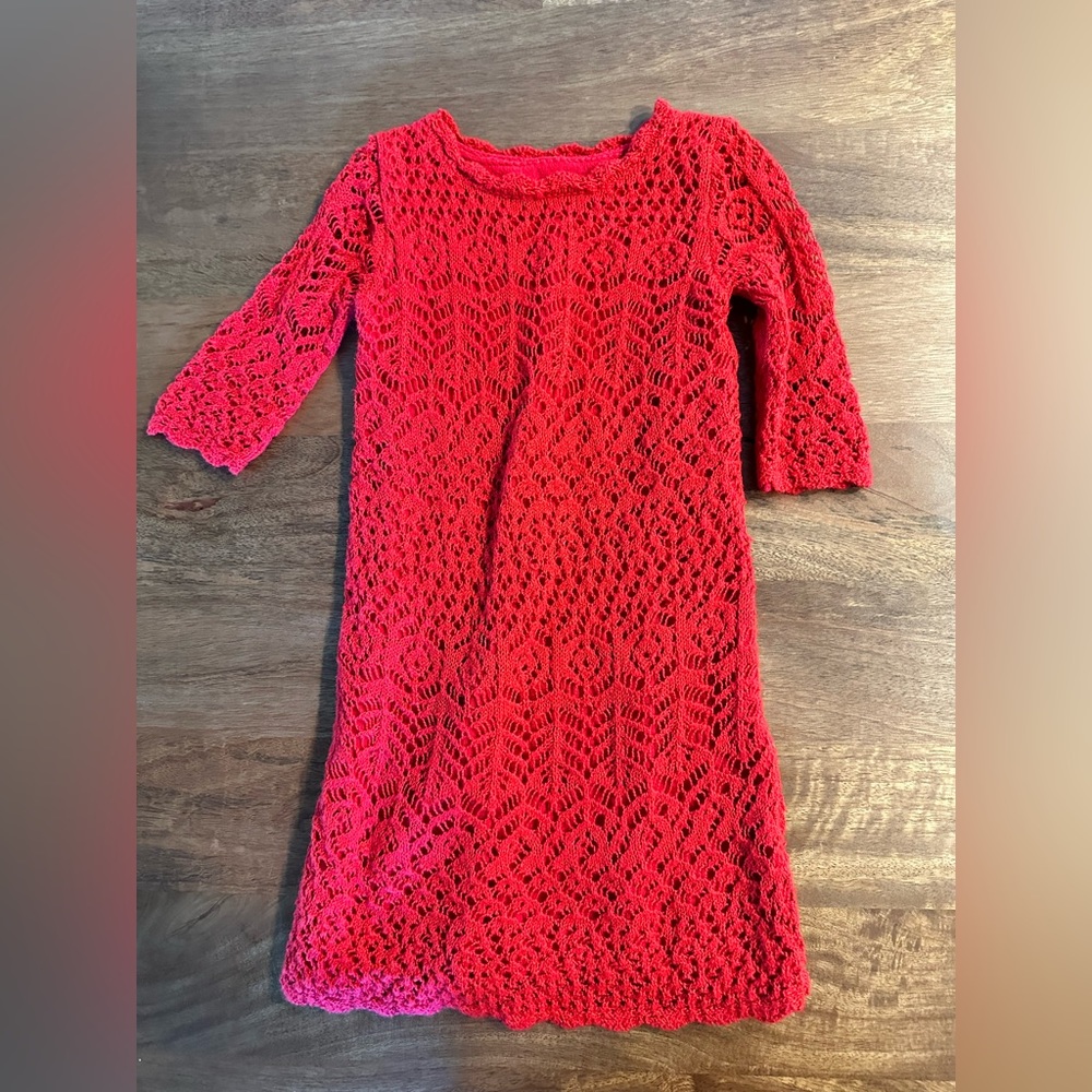 Girls Red Knit Sweater Dress